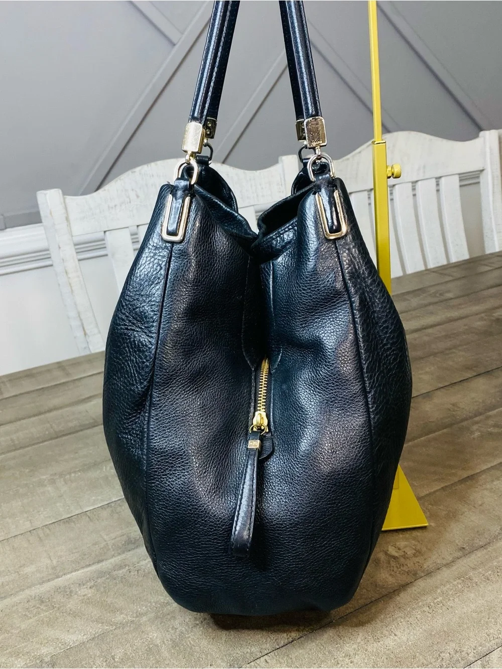 Coach Madison Phoebe Black Pebbled Leather Shoulder Bag Tote Purse Slouchy